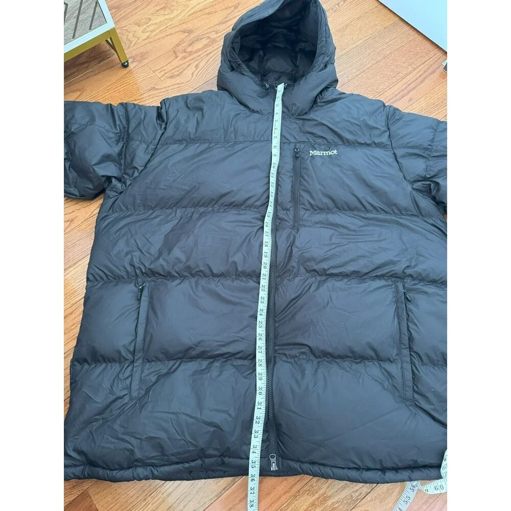 Marmot Mens 4XT Black Full Zip 700 Fill Winter Quilted Jacket Guides Down Hooded - Picture 8 of 8